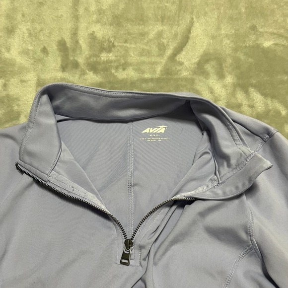 AVIA Womens Active Quarter Zip Pullover Top‎ Thumb Hole Periwinkle Lavender - Picture 7 of 12